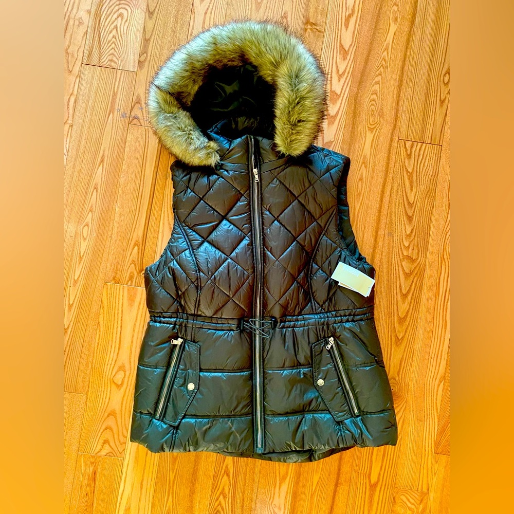 Michael Kors, puffy vest, new with tags, olive green, size XL.
